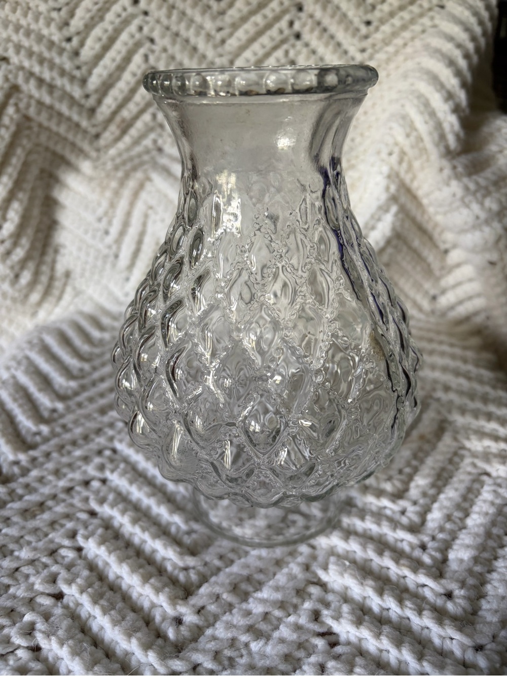 Clear Textured Glass Oil Lamp Chimney- Decorative Home Accent
